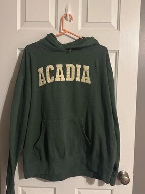 Blue 84 Dark Green Acadia Pullover Hoodie with Cream Lettering